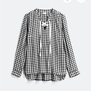 PIXLEY B/W Plaid Gingham Top, size Medium